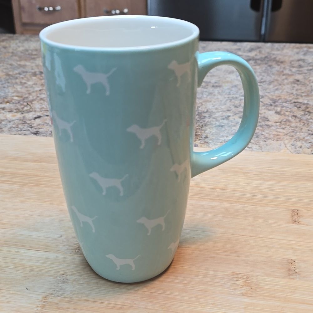 PINK Victoria’s Secret Tall Mug 23 oz – Blue Allover Dogs – Rare VS Fan Fav